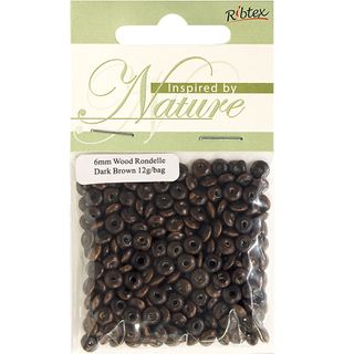 Bead Wood Rondelle 6mm Dark Brown 12G