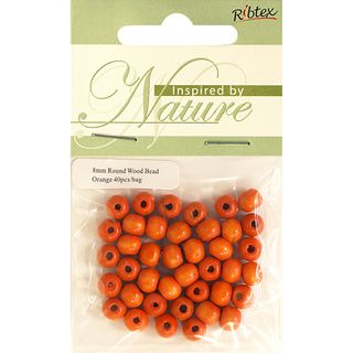 Bead Wood Round 8mm Orange 40Pcs