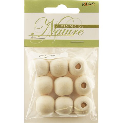 Bead Wood 18mm Round Natural Non Varnish