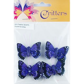 Butterfly Feather 4cm Purple 4Pcs