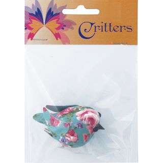 Fabric Bird with Clip 6mm Floral 1Pc