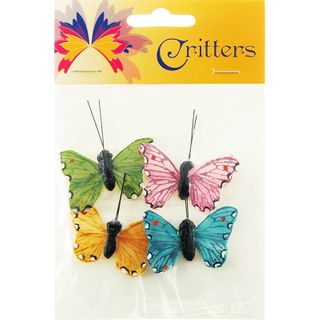 Butterfly Feather 3cm Brights 4Pcs