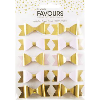 FAV PAPER BOW BABY PINK-GOLD FOIL 10PC