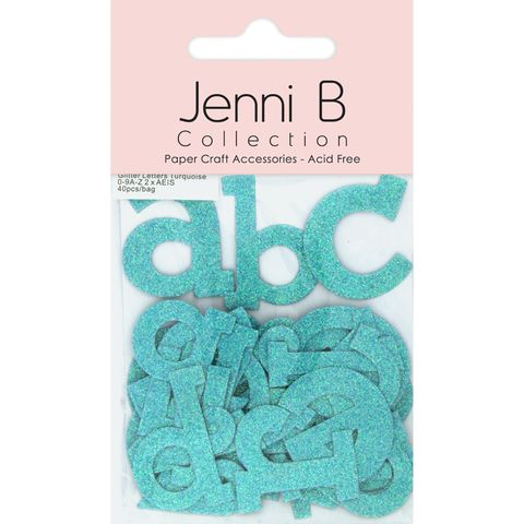 Blue Glitter Card Alphabet Letters 40 Pc