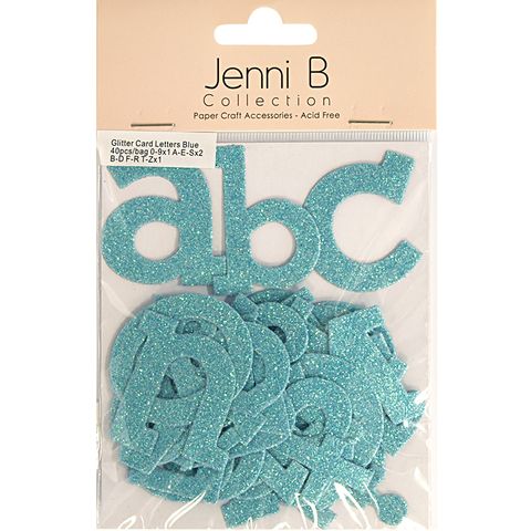 Blue Glitter Card Alphabet Letters 40 Pc