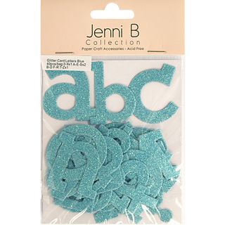 Blue Glitter Card Alphabet Letters 40 Pc