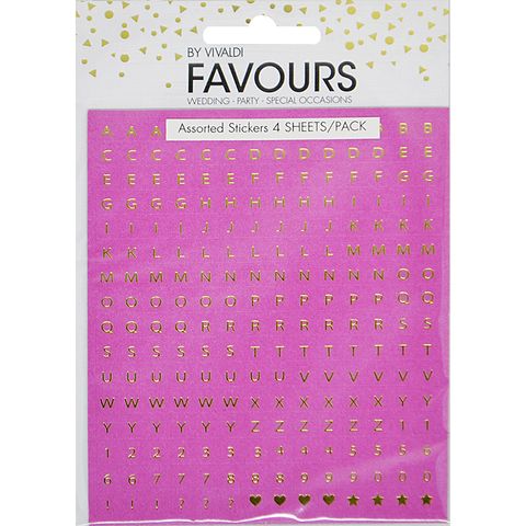 FAV STICKERS PINK-GOLD FOIL 4 SHEETS