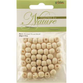 Bead Wood 8mm Round Natural Non Varnish