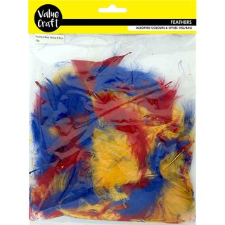 CRAFT FEATHERS RED-YELLOW-BLUE 10G