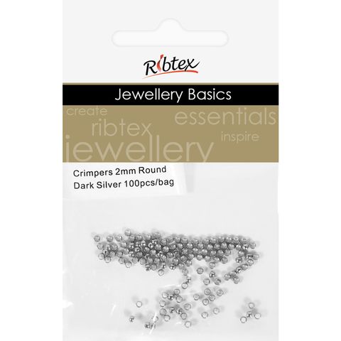 Crimpers Round 2mm Dark Silver 100Pcs