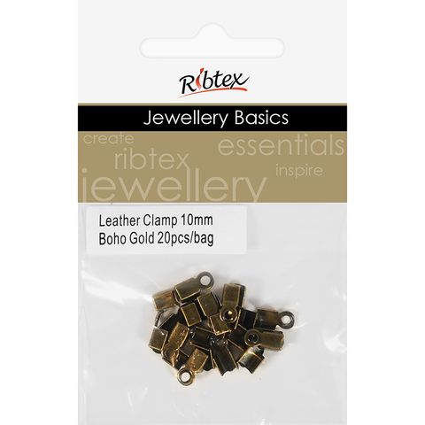 Leather Clamp 10mm Boho Gold 20Pcs