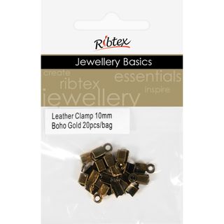 Leather Clamp 10mm Boho Gold 20Pcs