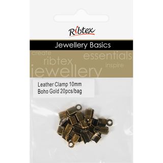 Leather Clamp 10mm Boho Gold 20Pcs