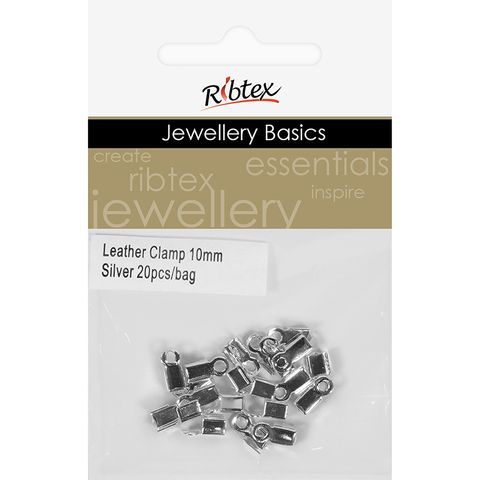 Leather Clamp 10mm Silver 20Pcs