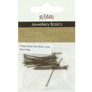 Head Pins 35mm Boho Gold 20Pcs