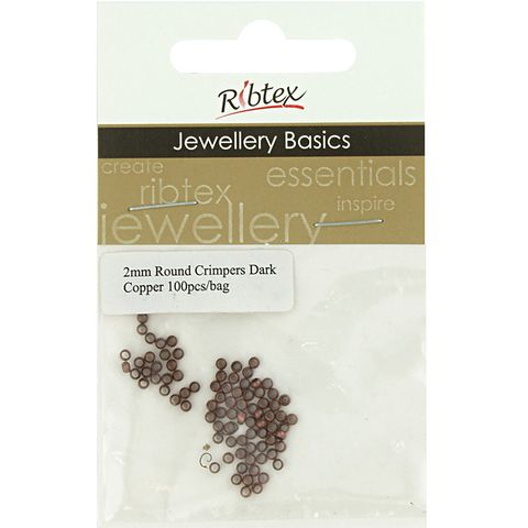 Crimpers Round 2mm Dark Copper 100Pcs