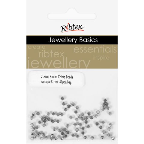 Crimpers Round 2.5mm Antique Silver 80Pc