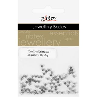 Crimpers Round 2.5mm Antique Silver 80Pc