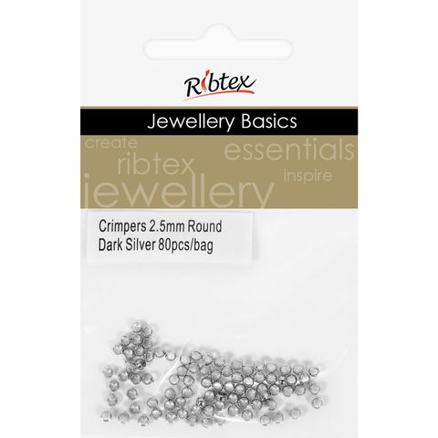 Crimpers Round 2.5mm Dark Silver 80Pcs