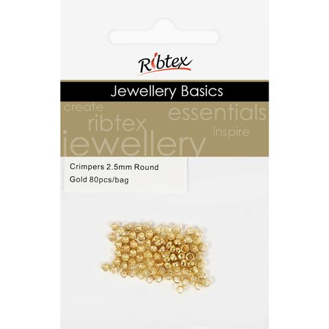 Crimpers Round 2.5mm Gold 80Pcs