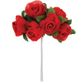 Rose with Leaves Small 6 Head Bunch Red