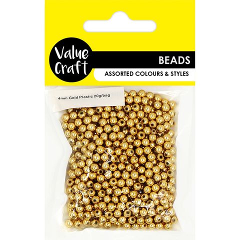 ROUND 4MM GOLD PLASTIC BEAD 20G