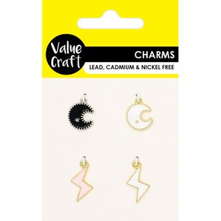 Charm Metal Moon And Lightening 4Pcs