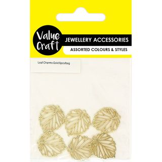 CHARM METAL GOLD LEAF 22MM 6PCS