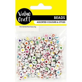 ALPHABET HEART PLASTIC BEADS MULTI 30G