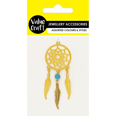 JEWELLERY CHARM DREAMCATCHER GOLD 1PC