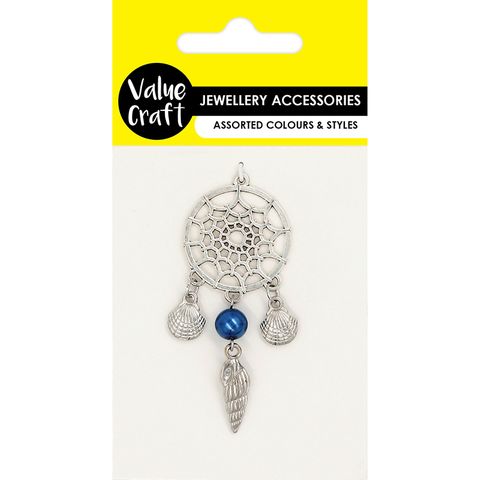 Charm Metal Dreamcatcher Shell Slv 1Pc
