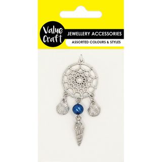 Charm Metal Dreamcatcher Shell Slv 1Pc