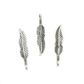 CHARM METAL SILVER FEATHER 30MM 8PCS