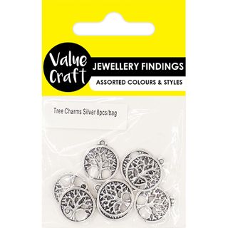 CHARM METAL SILVER TREE 15MM 8PCS