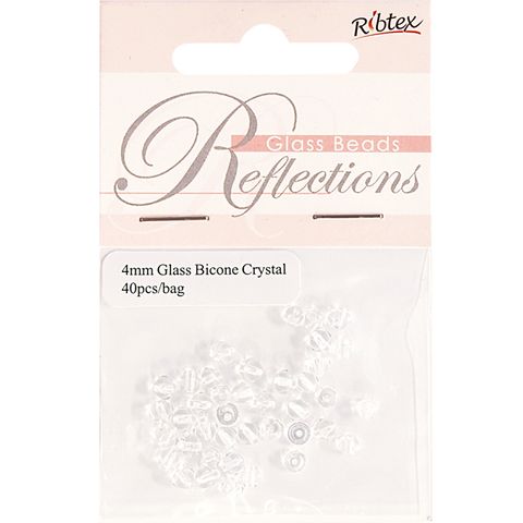 Bead Glass Bicone 4Mm Crystal 40Pcs