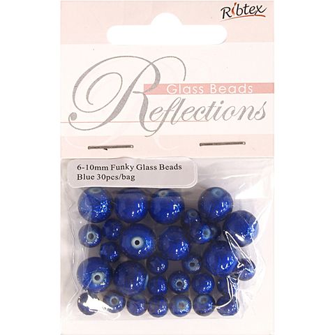 Bead Glass Funky 6-10Mm Blue 30Pcs