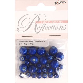 Bead Glass Funky 6-10Mm Blue 30Pcs