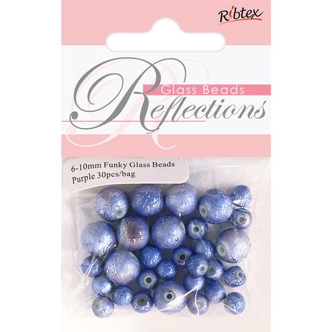 Bead Glass Funky 6-10Mm Purple 30Pcs