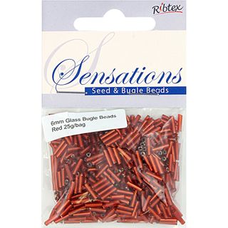 Bead Bugle Glass 6Mm Red 25G