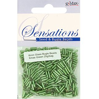 Bead Bugle Glass 6Mm Xmas Green 25G