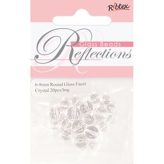Bead Glass Round Facet 6-8Mm Crys 20Pcs