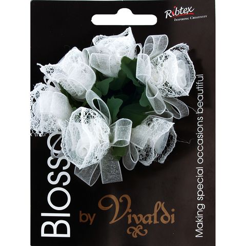 Flower Organza Ribbon   Lace 6Head Ivory