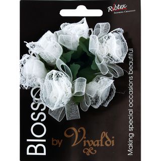 Flower Organza Ribbon   Lace 6Head Ivory