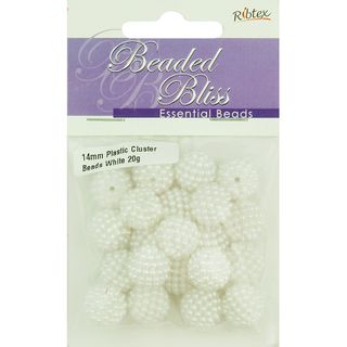 Bead Plastic Round Cluster 14mm White