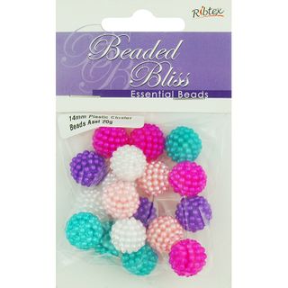Bead Plastic Round Cluster 14mm Assorted