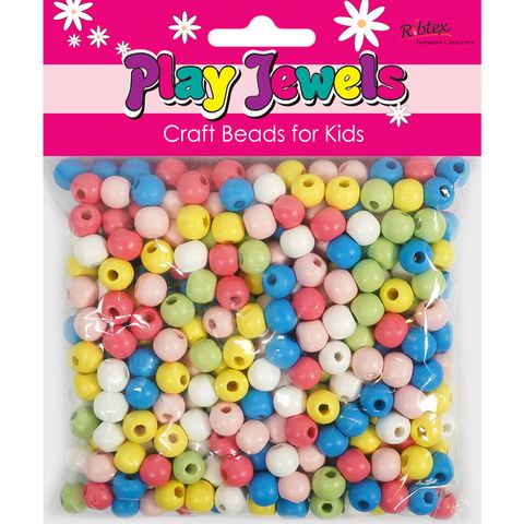 BB WOOD BEAD PASTEL MIX SML 125g