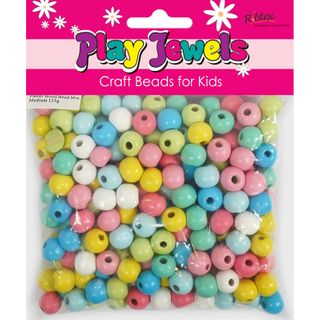 BB WOOD BEAD PASTEL MIX MED 125g
