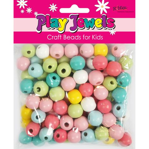 BB WOOD BEAD PASTEL MIX LRG 125g