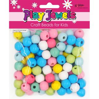 BB WOOD BEAD PASTEL MIX LRG 125g