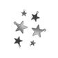 STAR PENDANTS SML MED LRG SILVER 6PCS